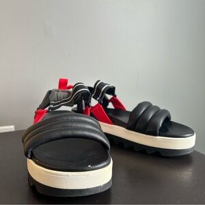 Cougar Pippy Platform Black & Red Leather Strappy Sandals